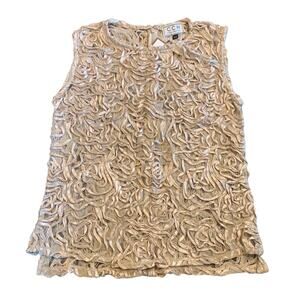 CCH Womens top, New, champagne lace, satin ribbon, XS